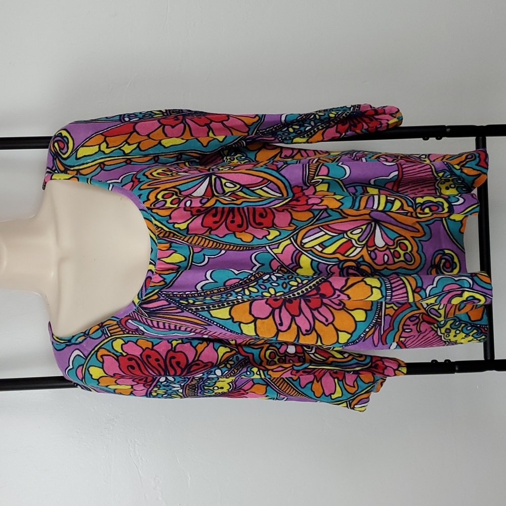 Lilly Pulitzer knit top sweater cotton floral women oversize size S